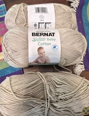 Bernat Softee Baby Cotton Yarn - Three Full Skeins Feather Gray